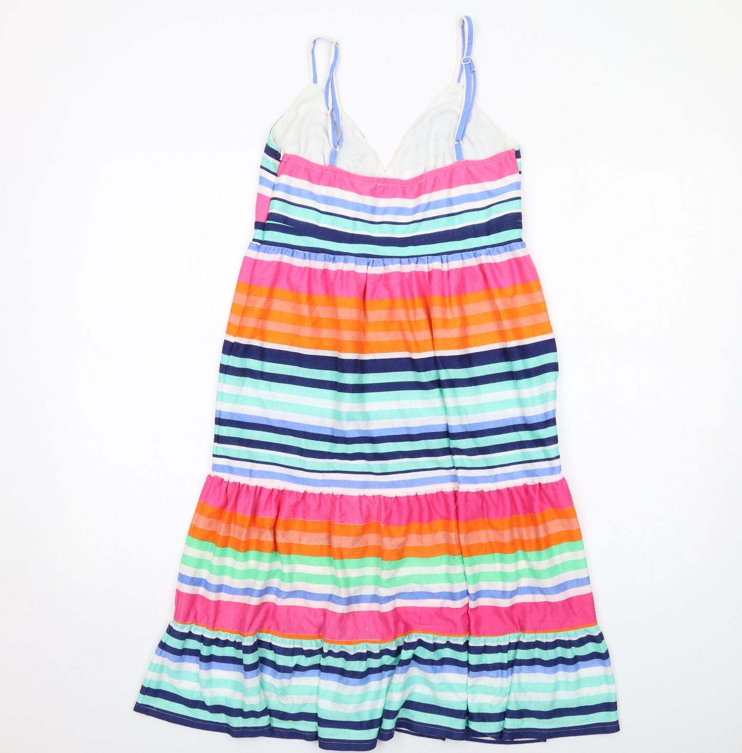 Utam Boutique Womens Multicoloured Striped Viscose Tank Dress Size 10 V-Neck Zip