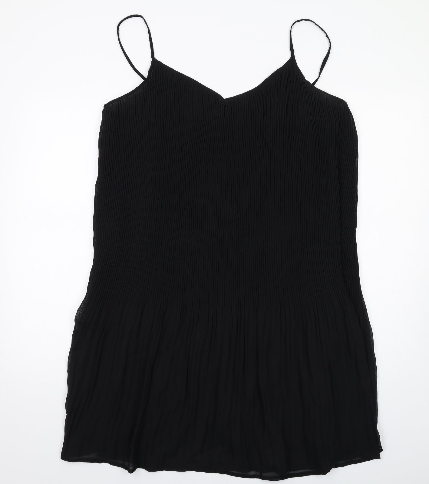 Very Womens Black Polyester Slip Dress Size 16 V-Neck Pullover