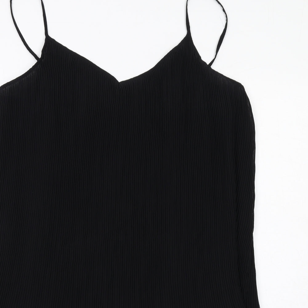 Very Womens Black Polyester Slip Dress Size 16 V-Neck Pullover