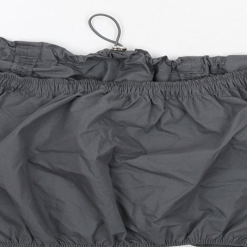 Zara Womens Grey Cotton Cropped Blouse Size S Square Neck - Drawstring Detail Strapless