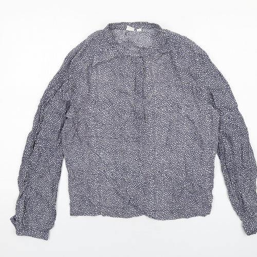Gap Womens Blue Geometric Viscose Basic Blouse Size S Round Neck