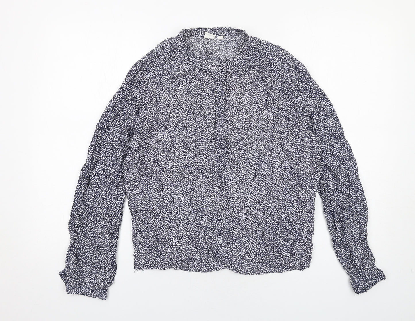 Gap Womens Blue Geometric Viscose Basic Blouse Size S Round Neck