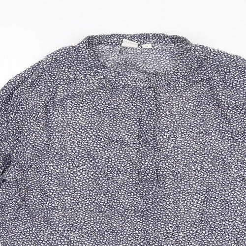 Gap Womens Blue Geometric Viscose Basic Blouse Size S Round Neck