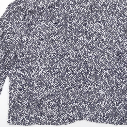 Gap Womens Blue Geometric Viscose Basic Blouse Size S Round Neck