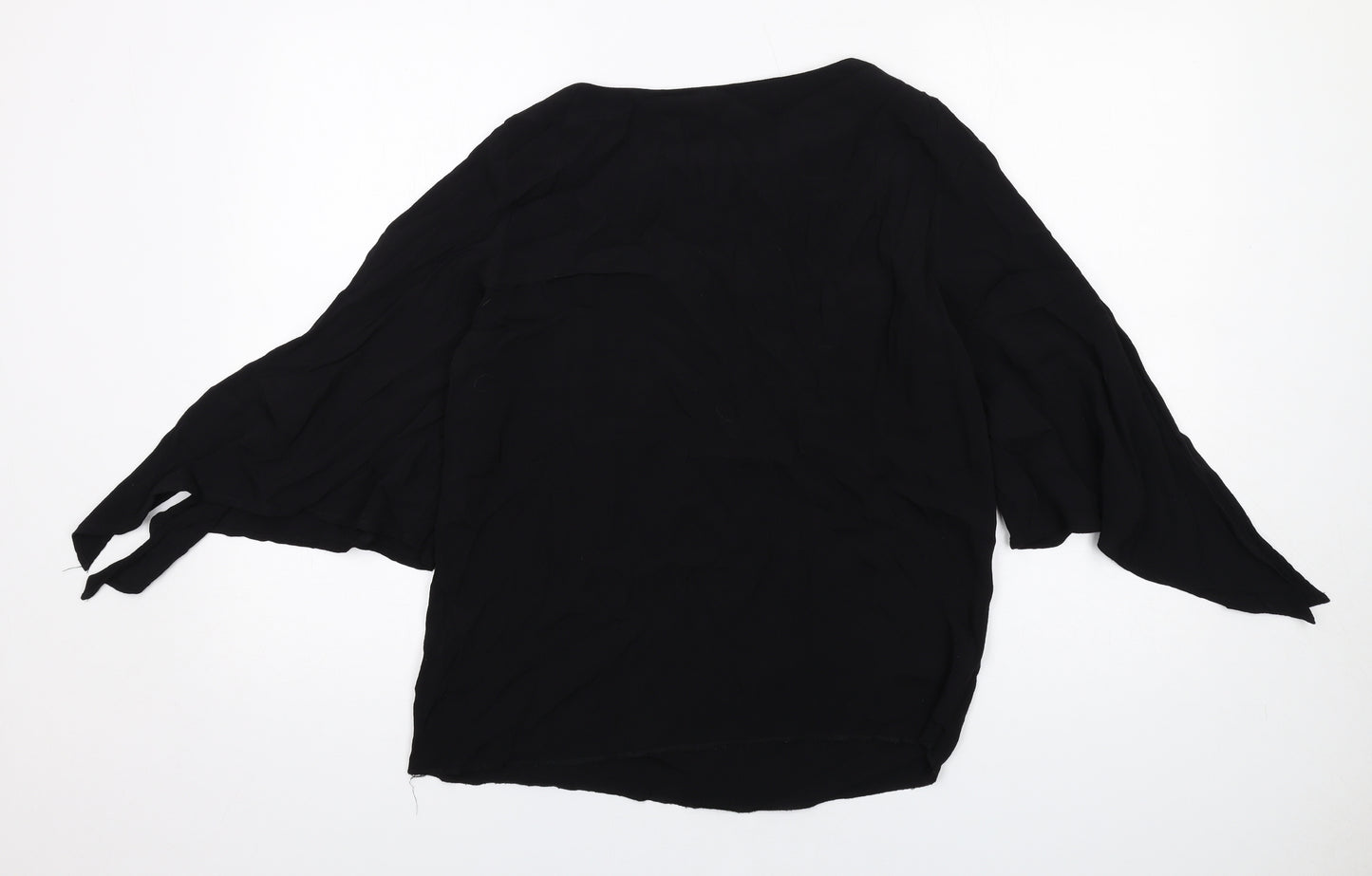 H&M Womens Black Viscose Basic Blouse Size 10 Boat Neck