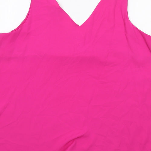 Wallis Womens Pink Polyester Basic Tank Size 16 V-Neck