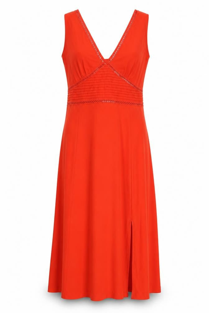 Front view of Next women’s red polyester trapeze & swing, size UK 10, v-neck zip