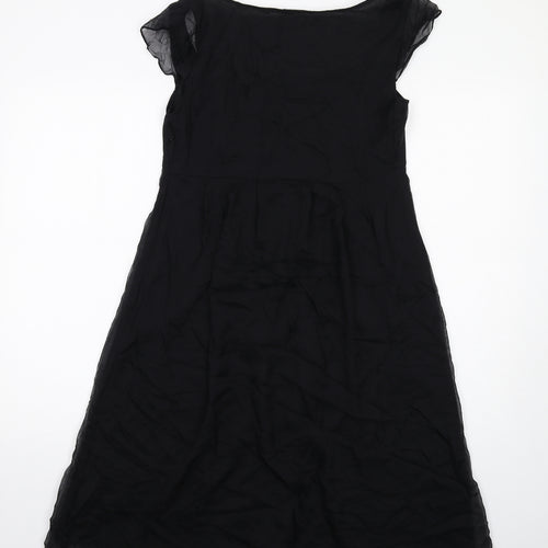 Autograph Womens Black Silk Shift Size 10 Round Neck Zip