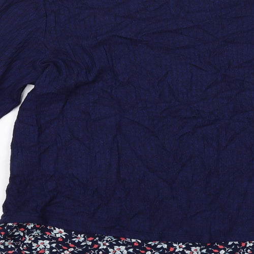 Faith And Joy Womens Blue Viscose Basic Blouse Size S Round Neck