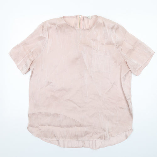 River Island Womens Pink Polyester Basic Blouse Size 16 Round Neck