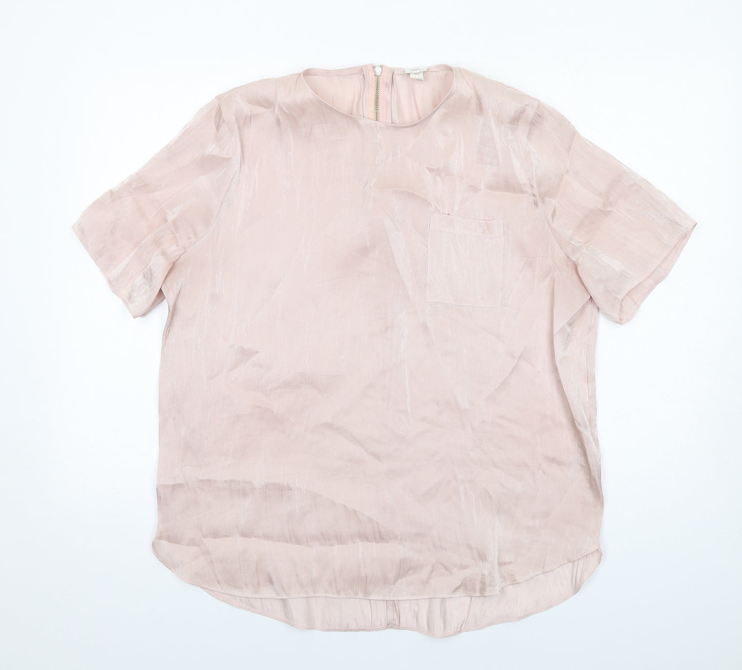 River Island Womens Pink Polyester Basic Blouse Size 16 Round Neck