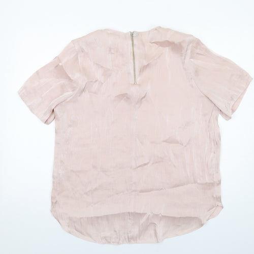 River Island Womens Pink Polyester Basic Blouse Size 16 Round Neck