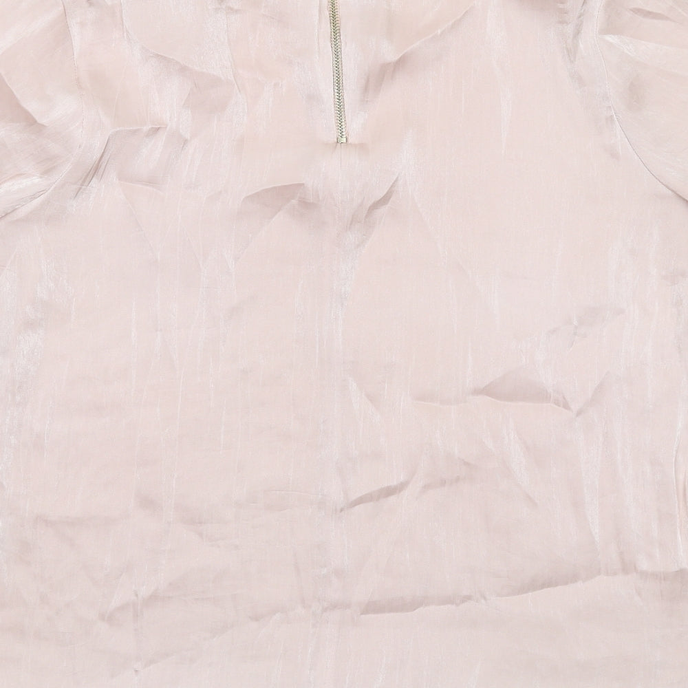 River Island Womens Pink Polyester Basic Blouse Size 16 Round Neck
