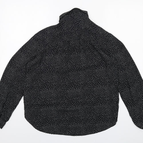 H&M Womens Black Geometric Polyester Basic Button-Up Size 12 Collared