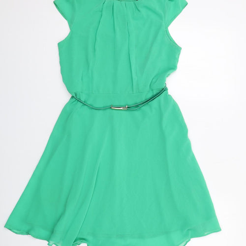 Dunnes Stores Womens Green Polyester Sheath Size 12 Boat Neck Zip