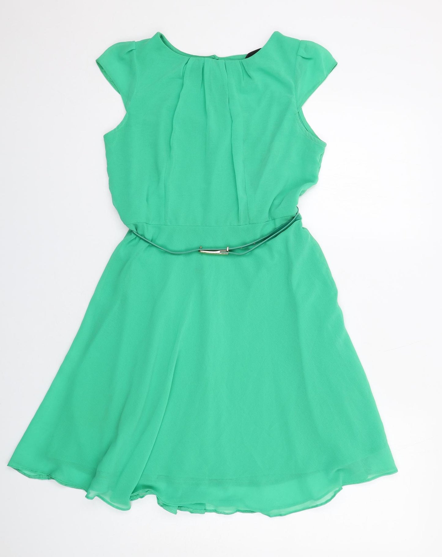 Dunnes Stores Womens Green Polyester Sheath Size 12 Boat Neck Zip