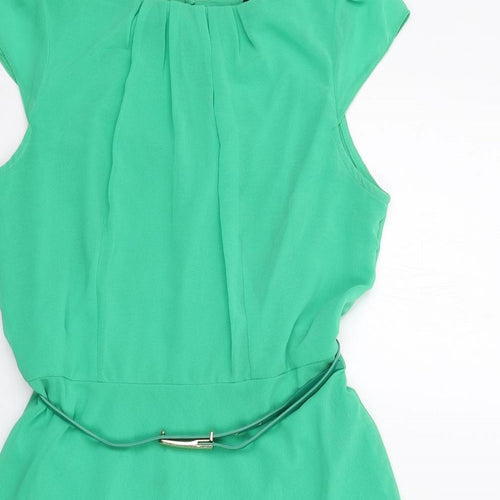 Dunnes Stores Womens Green Polyester Sheath Size 12 Boat Neck Zip