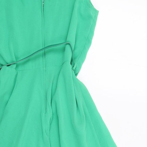 Dunnes Stores Womens Green Polyester Sheath Size 12 Boat Neck Zip