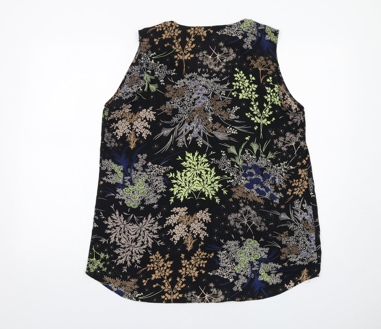 NEXT Womens Black Floral Polyester Basic Blouse Size 16 V-Neck