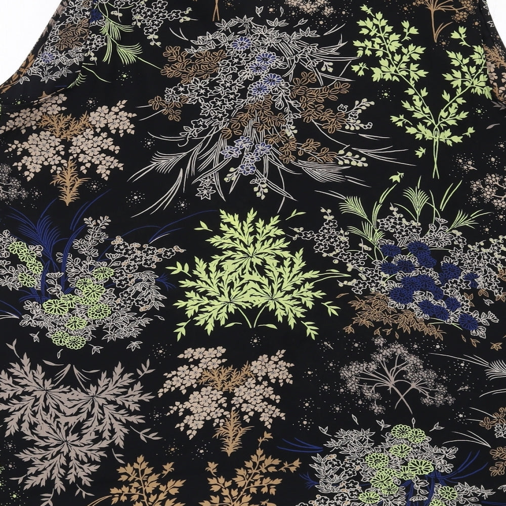 NEXT Womens Black Floral Polyester Basic Blouse Size 16 V-Neck