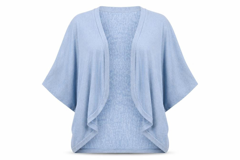 Front view of H&M women’s blue v-neck polyester cardigan jumper, size M