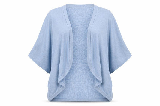 Front view of H&M women’s blue v-neck polyester cardigan jumper, size M