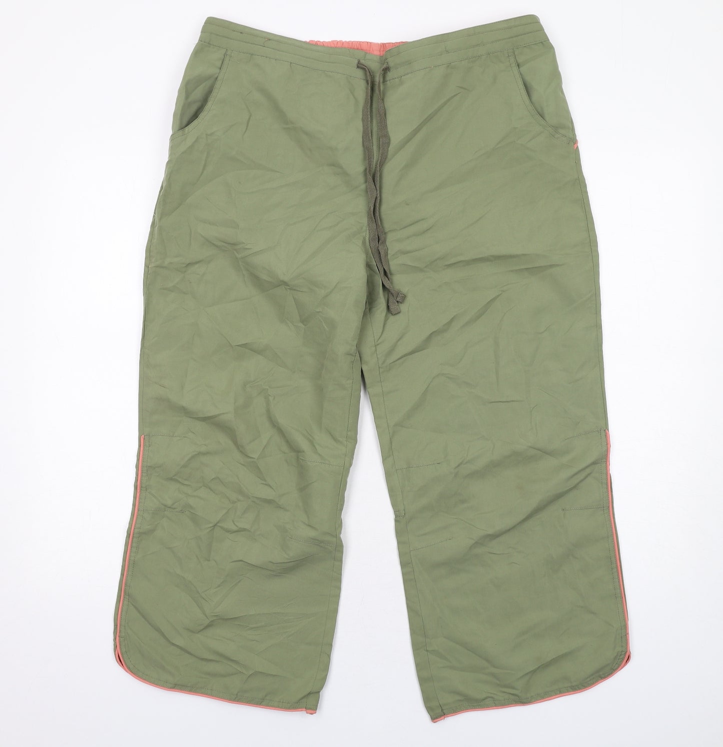 Fluid Womens Green Polyester Cropped Trousers Size 16 L24 in Regular Drawstring