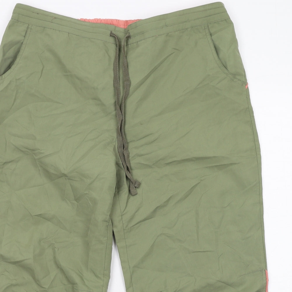 Fluid Womens Green Polyester Cropped Trousers Size 16 L24 in Regular Drawstring