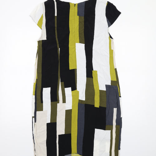 Wallis Womens Multicoloured Geometric Viscose Shift Size 12 Round Neck Zip
