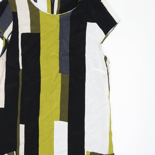Wallis Womens Multicoloured Geometric Viscose Shift Size 12 Round Neck Zip