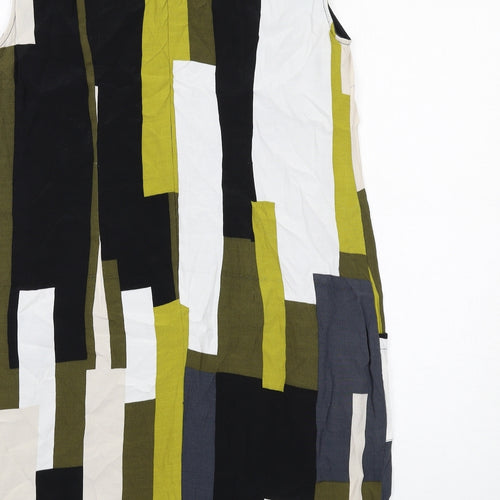 Wallis Womens Multicoloured Geometric Viscose Shift Size 12 Round Neck Zip