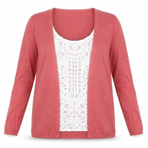 Marks and Spencer Womens Pink Round Neck Viscose Pullover Jumper Size 12 Pullover - Cardigan Top Lace Detail