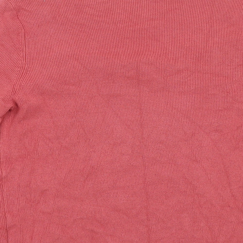 Marks and Spencer Womens Pink Round Neck Viscose Pullover Jumper Size 12 Pullover - Cardigan Top Lace Detail