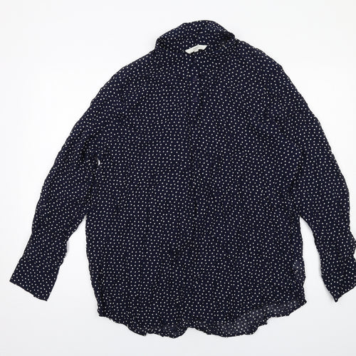 NEXT Womens Blue Polka Dot Viscose Basic Button-Up Size 20 Collared