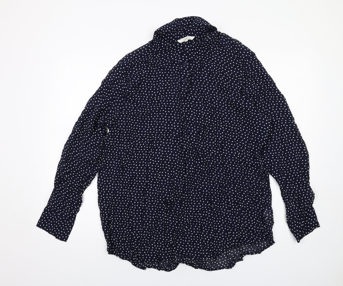 NEXT Womens Blue Polka Dot Viscose Basic Button-Up Size 20 Collared