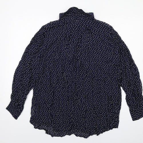 NEXT Womens Blue Polka Dot Viscose Basic Button-Up Size 20 Collared