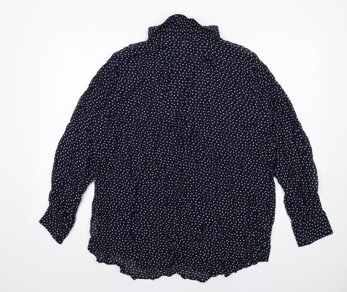 NEXT Womens Blue Polka Dot Viscose Basic Button-Up Size 20 Collared