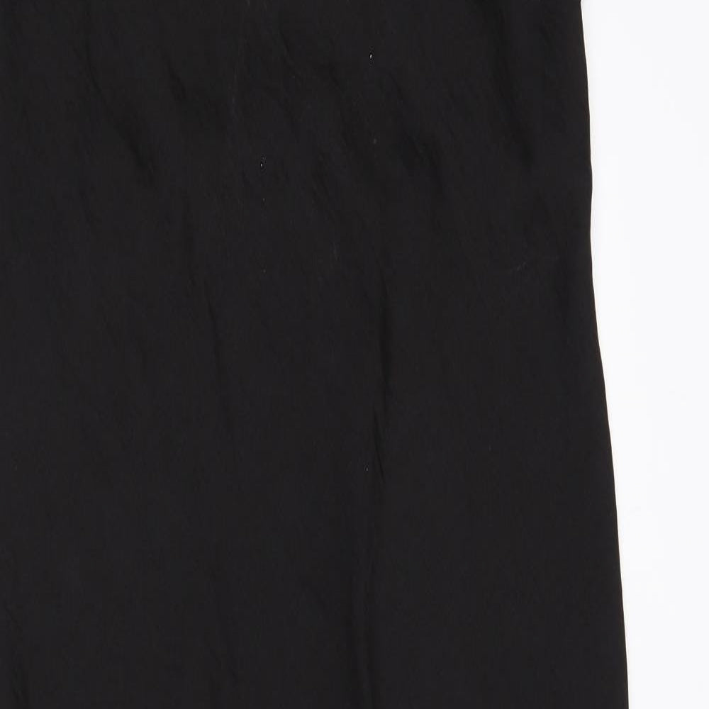 River Island Womens Black Polyester Slip Dress Size 16 V-Neck Pullover