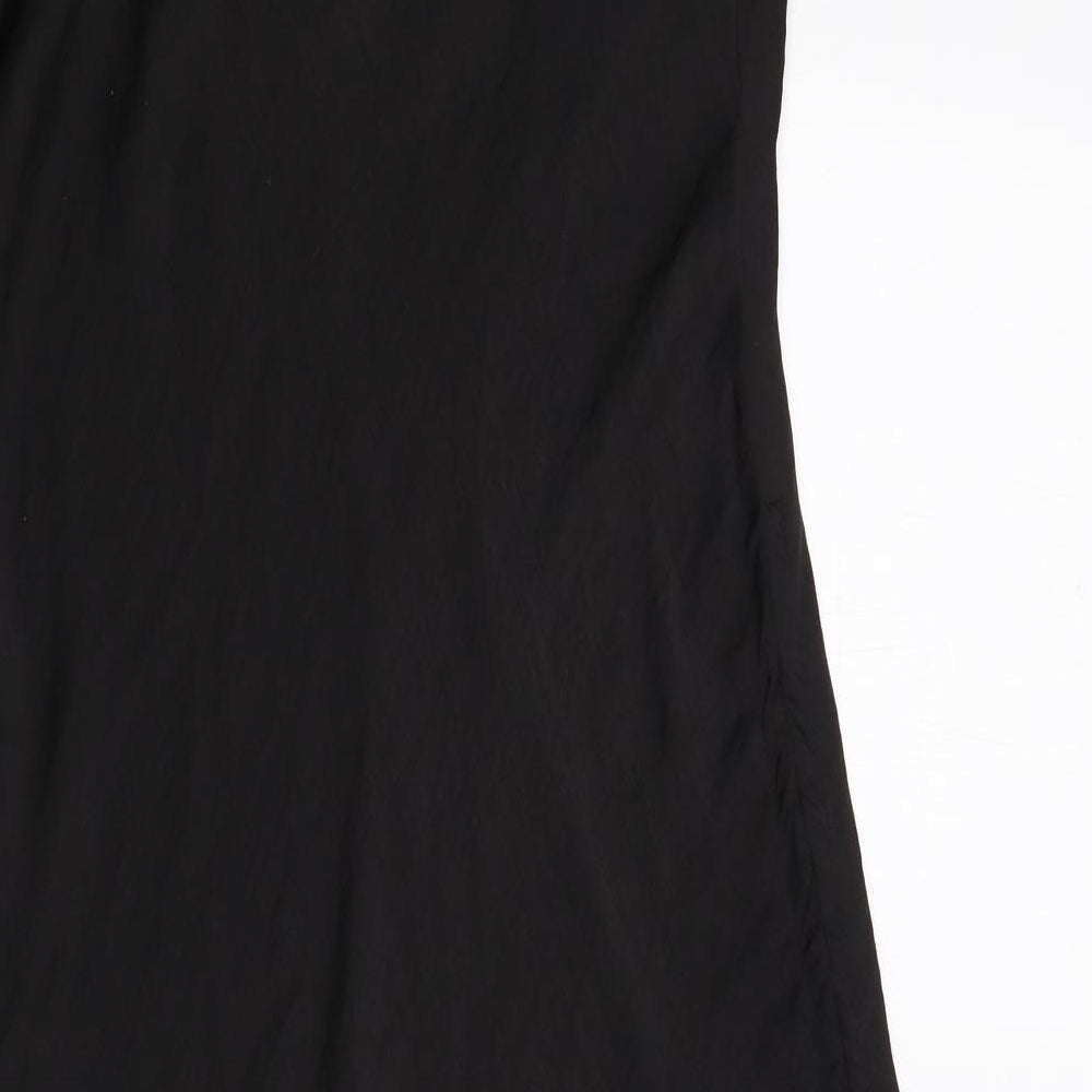 River Island Womens Black Polyester Slip Dress Size 16 V-Neck Pullover
