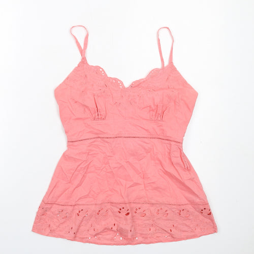 New Look Womens Pink Cotton Basic Tank Size 12 V-Neck