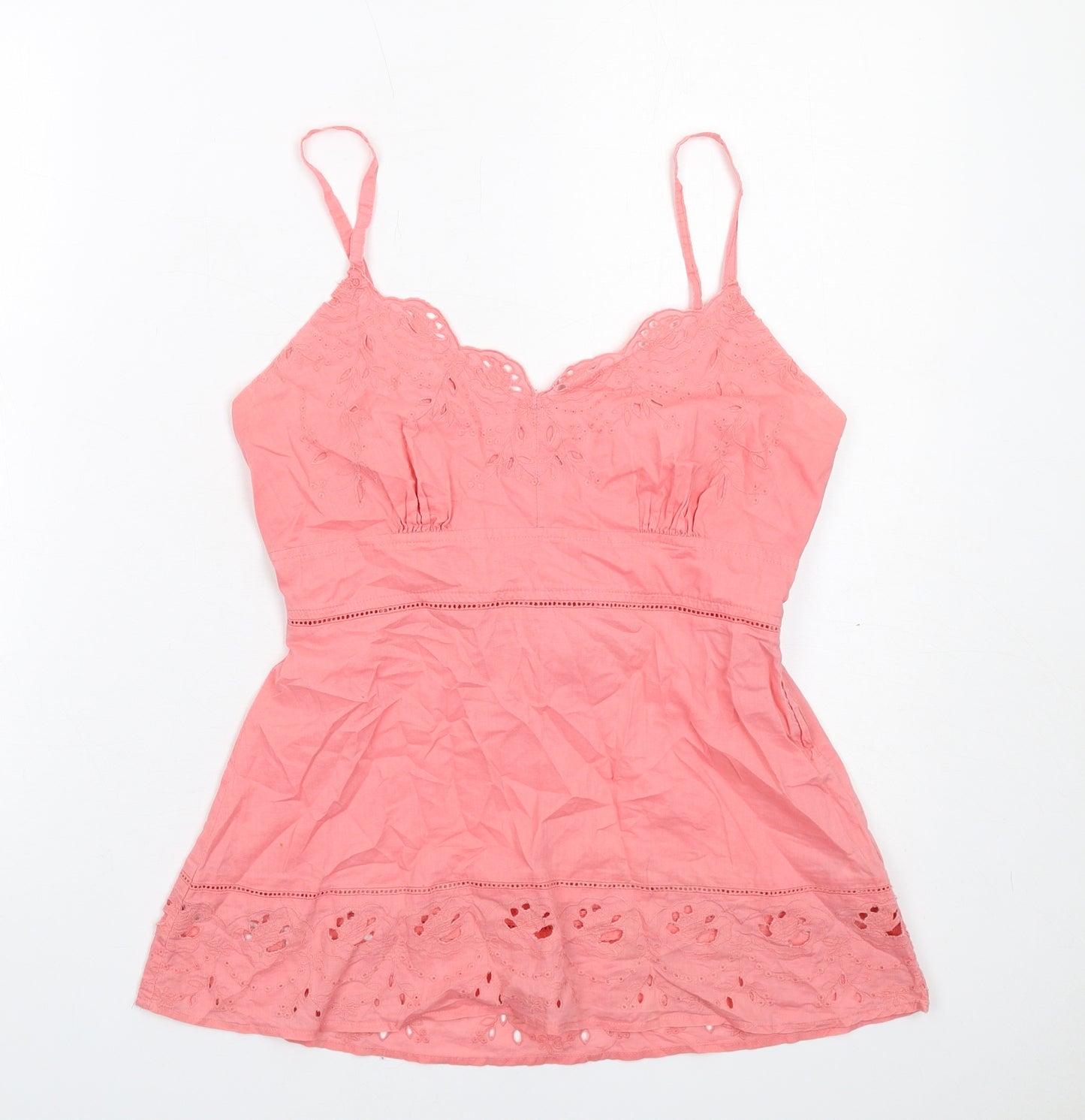 New Look Womens Pink Cotton Basic Tank Size 12 V-Neck