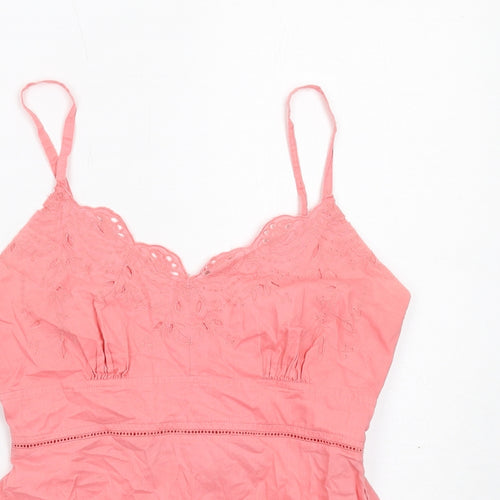 New Look Womens Pink Cotton Basic Tank Size 12 V-Neck