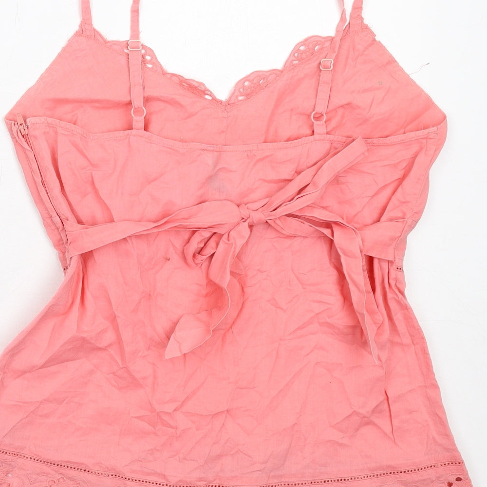 New Look Womens Pink Cotton Basic Tank Size 12 V-Neck