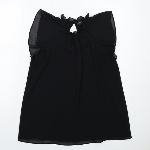 River Island Womens Black Polyester Basic Blouse Size 12 Round Neck