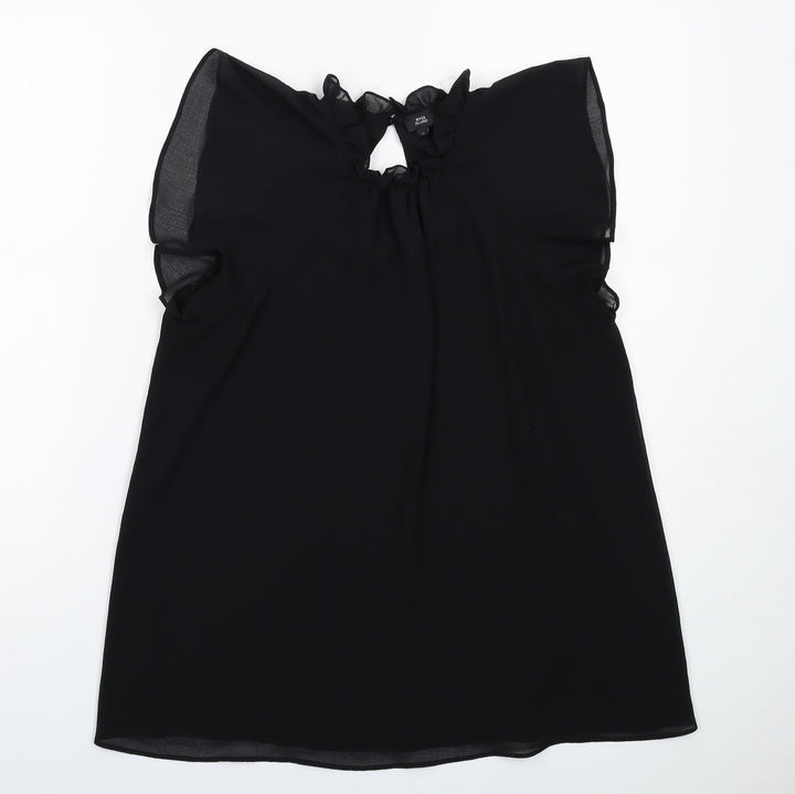 River Island Womens Black Polyester Basic Blouse Size 12 Round Neck