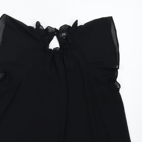 River Island Womens Black Polyester Basic Blouse Size 12 Round Neck