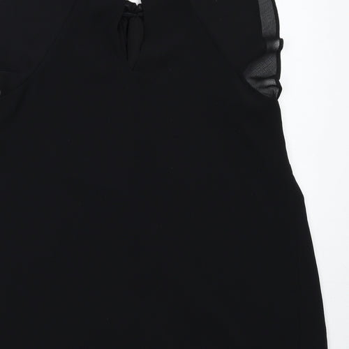 River Island Womens Black Polyester Basic Blouse Size 12 Round Neck