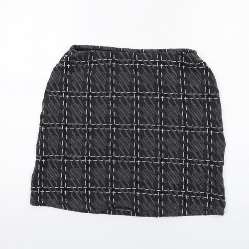 Marks and Spencer Womens Grey Plaid Polyester A-Line Skirt Size 12
