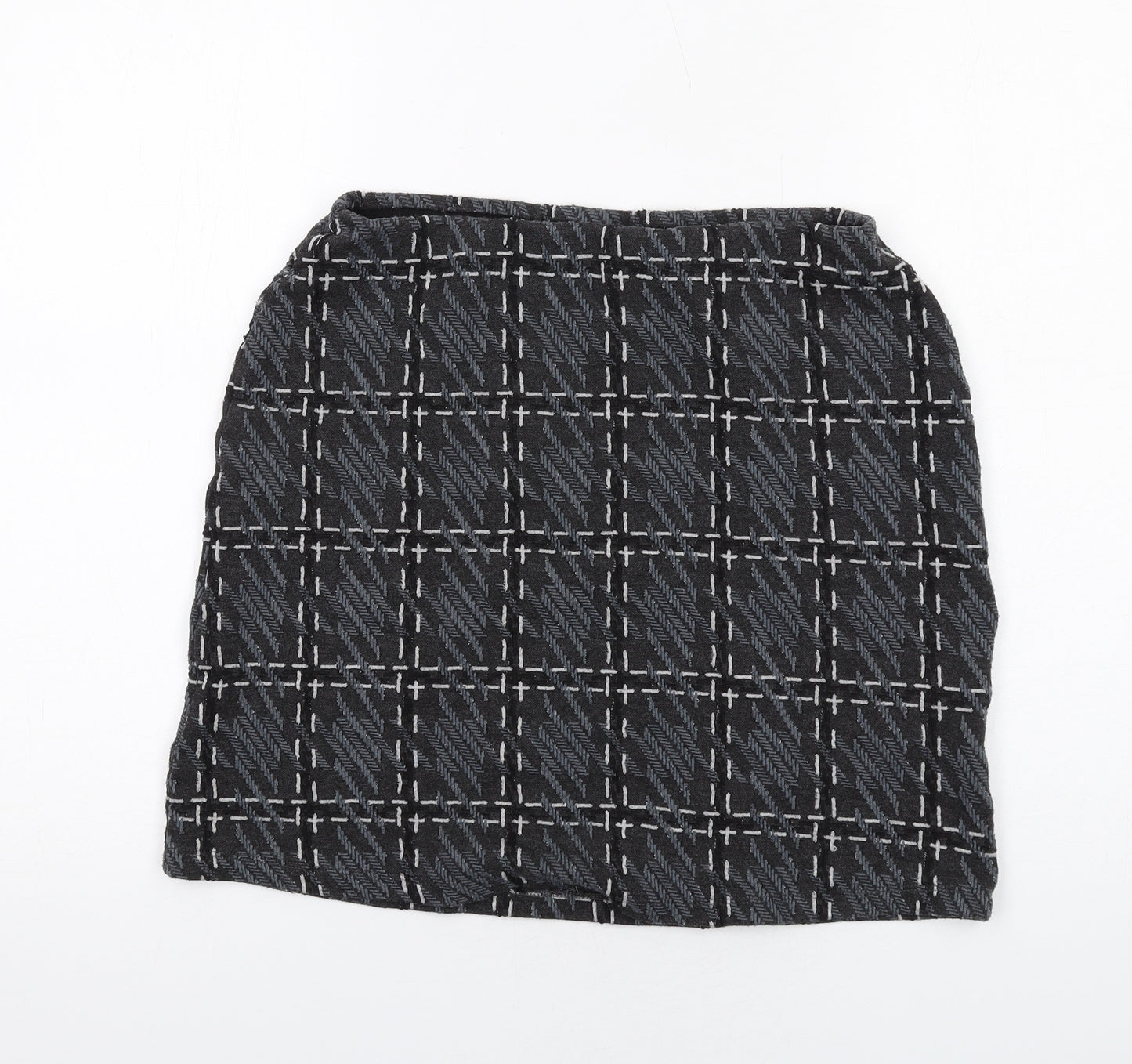 Marks and Spencer Womens Grey Plaid Polyester A-Line Skirt Size 12