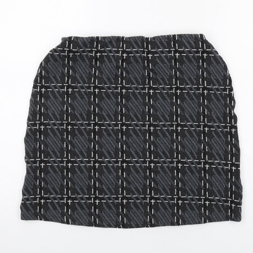 Marks and Spencer Womens Grey Plaid Polyester A-Line Skirt Size 12